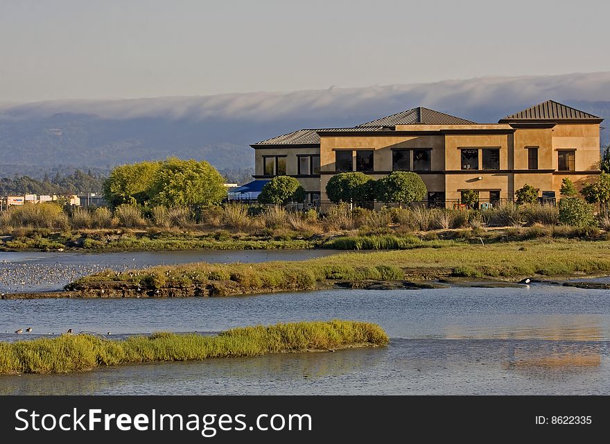 Building near a lake  in RWC USA