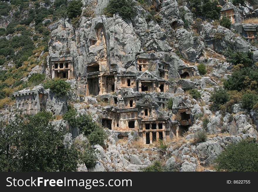 Lycian tombs in Myra, Turkey