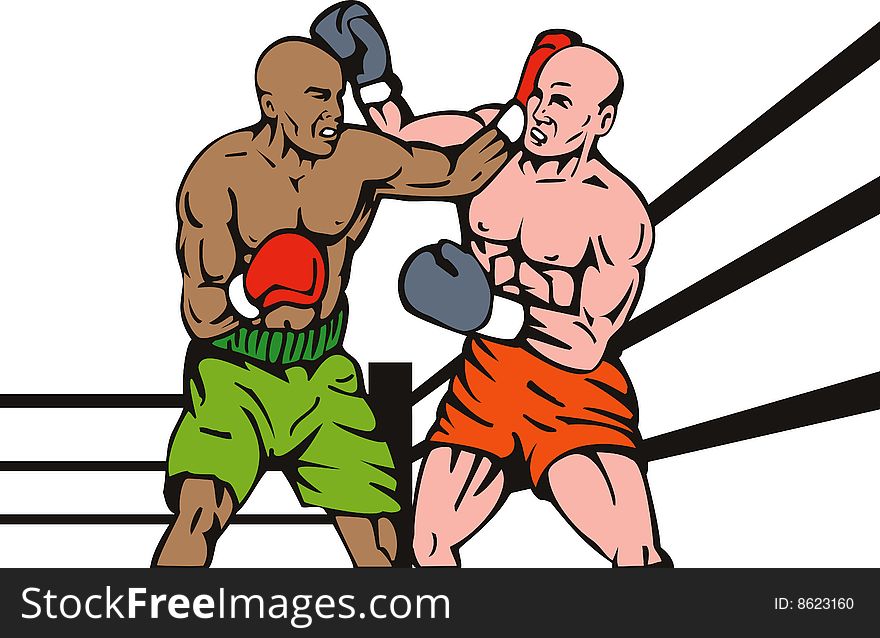 Vector illustration on the sports of boxing isolated on white background. Vector illustration on the sports of boxing isolated on white background