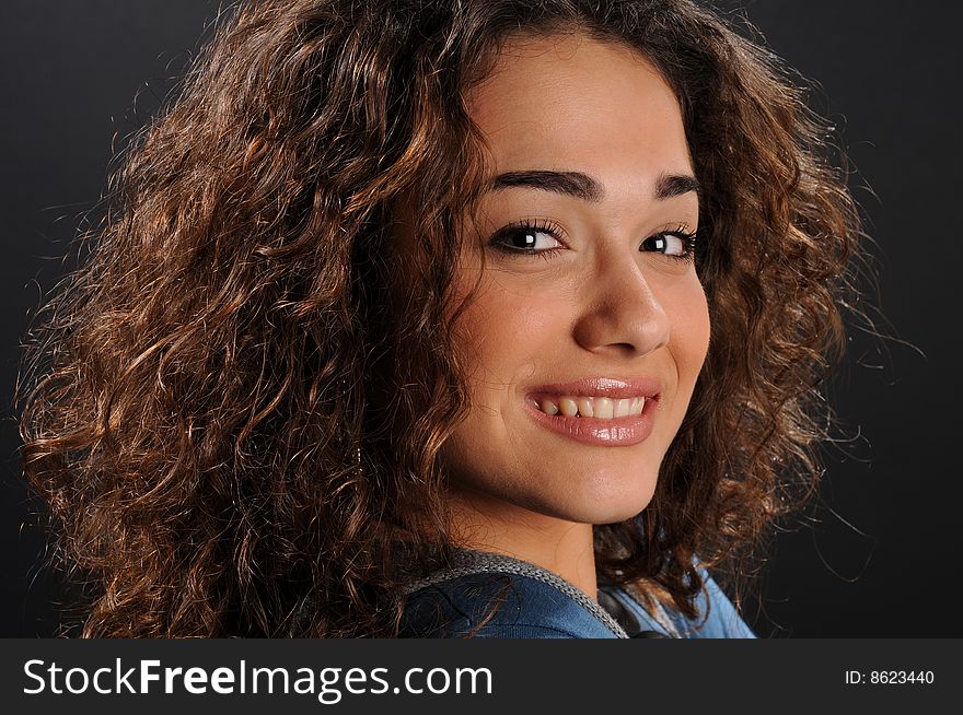 Beautiful model with curly hair