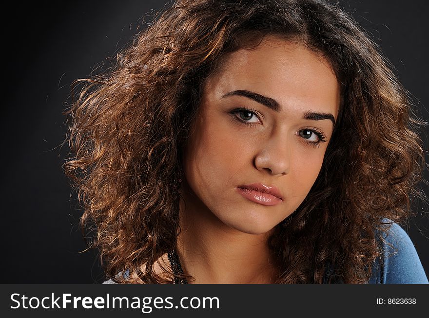 Beautiful model with curly hair