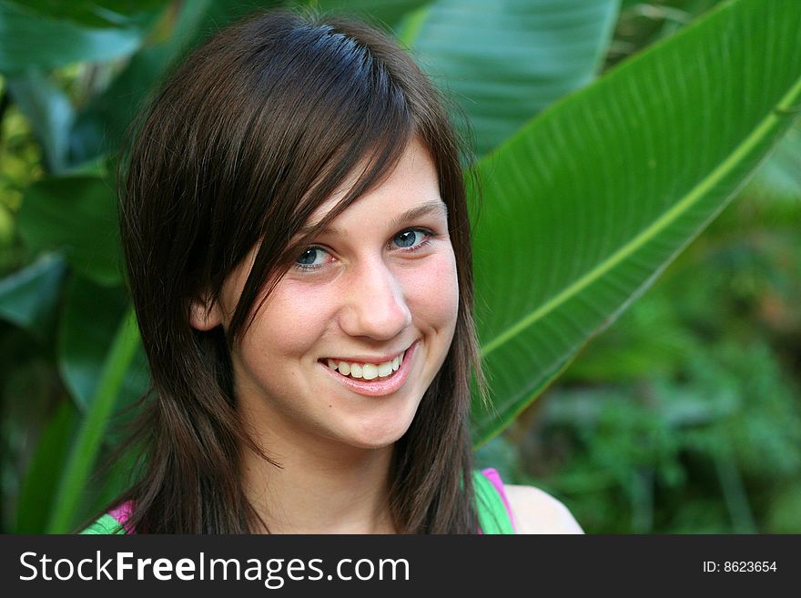 Portrait of a pretty young girl smiling