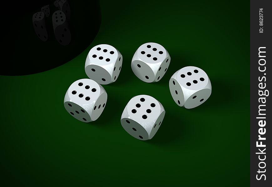 3d rendered dices, jackpot in casino