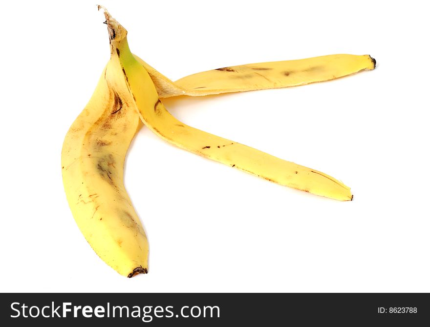 Isolated banana peel on white background