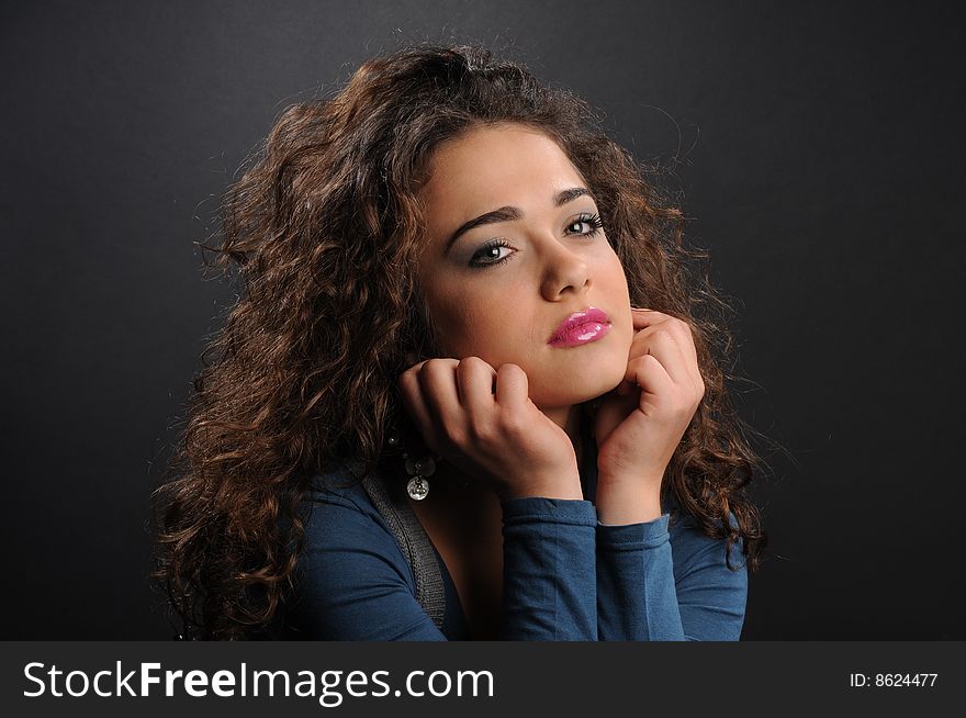 Beautiful model with curly hair