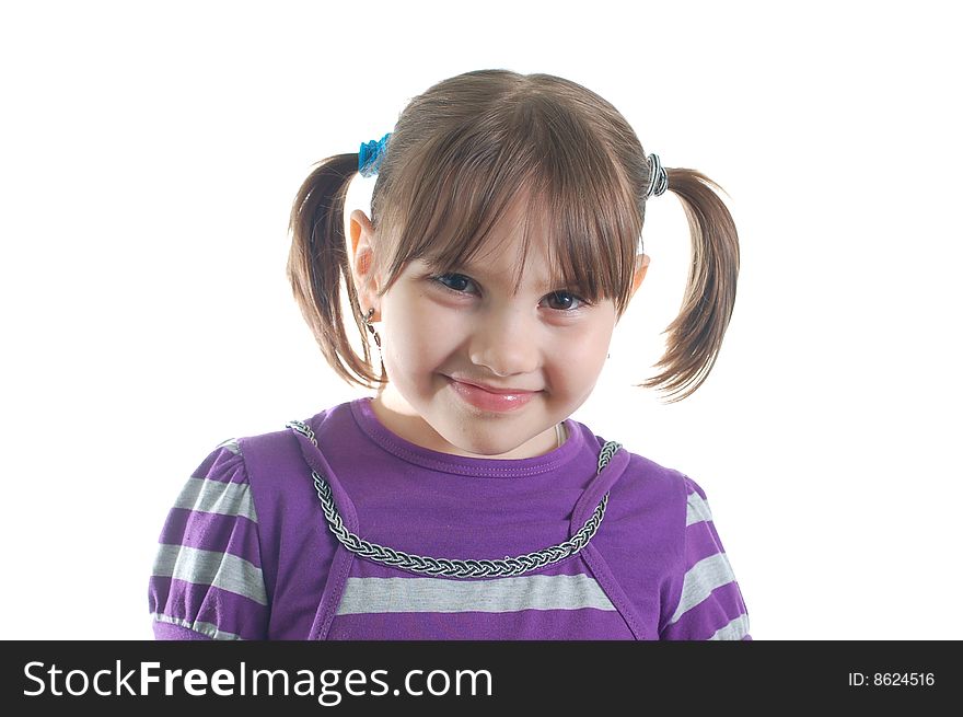 Cute little girl isolated on the white background