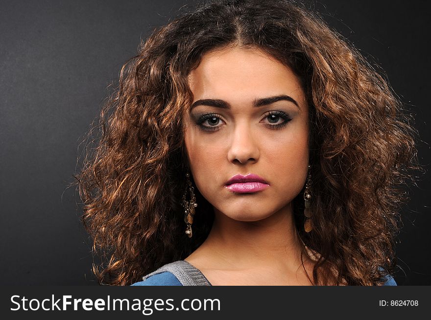 Beautiful model with curly hair