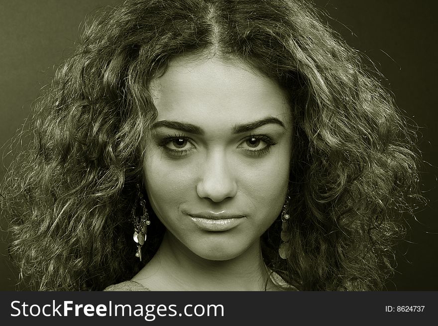 Beautiful model with curly hair