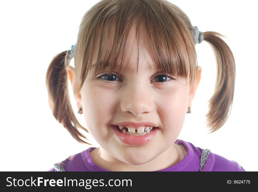 Cute little girl isolated on the white background. Cute little girl isolated on the white background