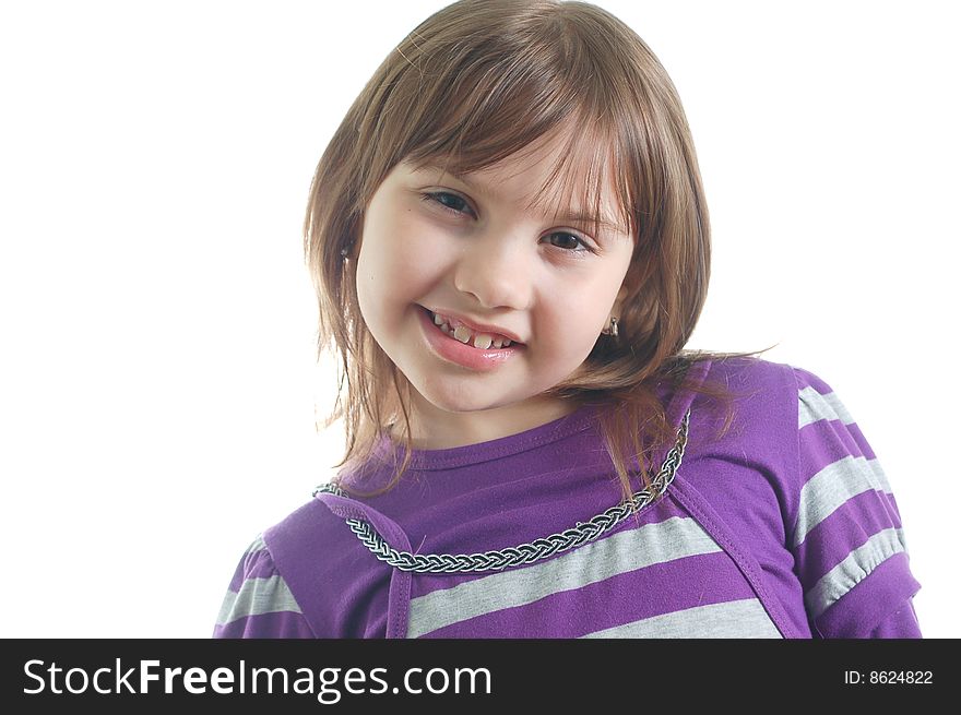 Cute little girl isolated on the white background. Cute little girl isolated on the white background