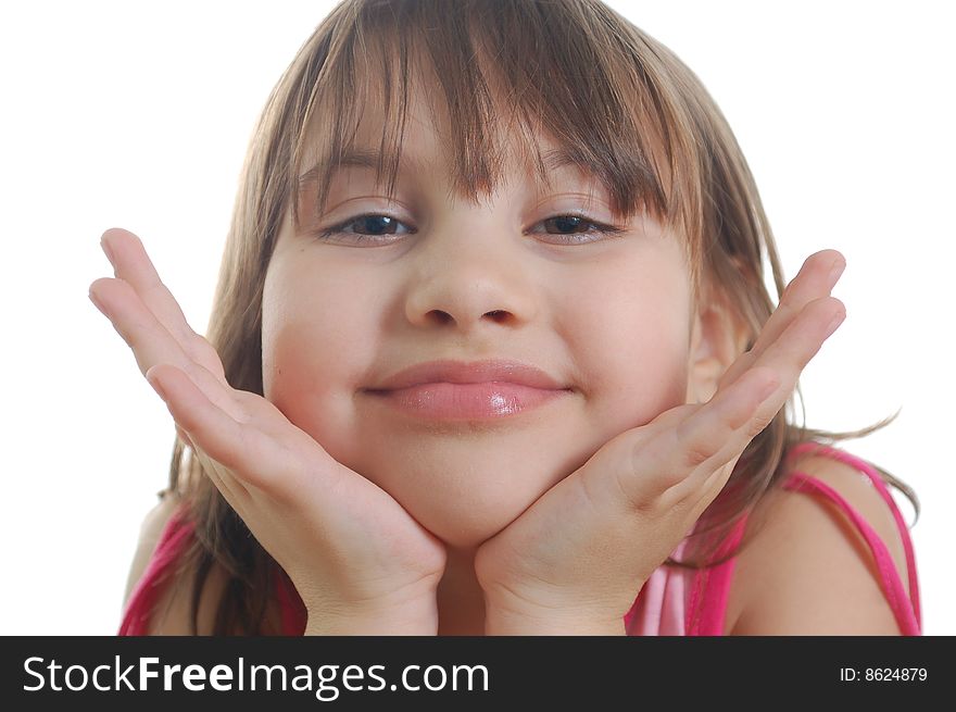 Happy little girl isolated on the white background. Happy little girl isolated on the white background