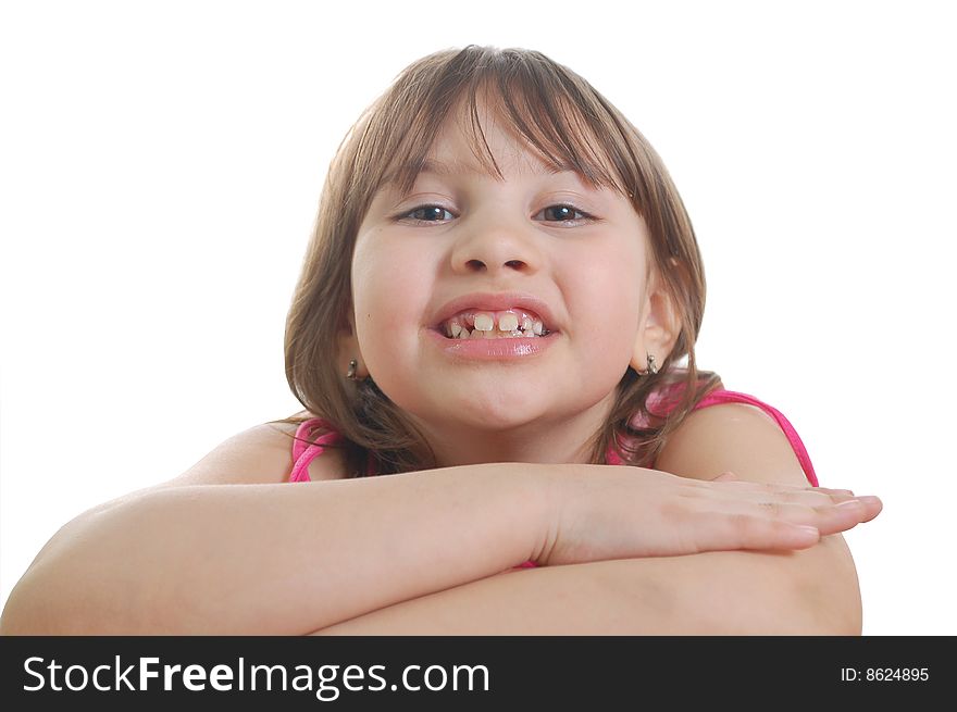 Cute little girl isolated on the white background. Cute little girl isolated on the white background