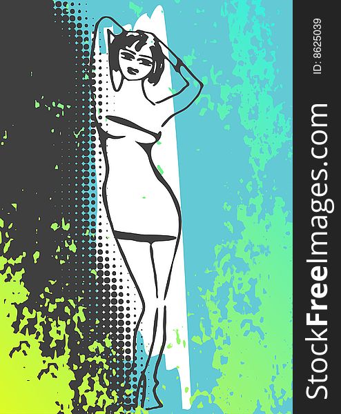 Vector floral girl with space for a text