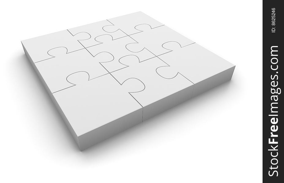 Jigsaw puzzle on white back