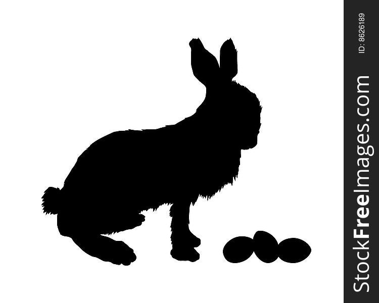 Silhouette of bunny rabbit and easter eggs. Silhouette of bunny rabbit and easter eggs