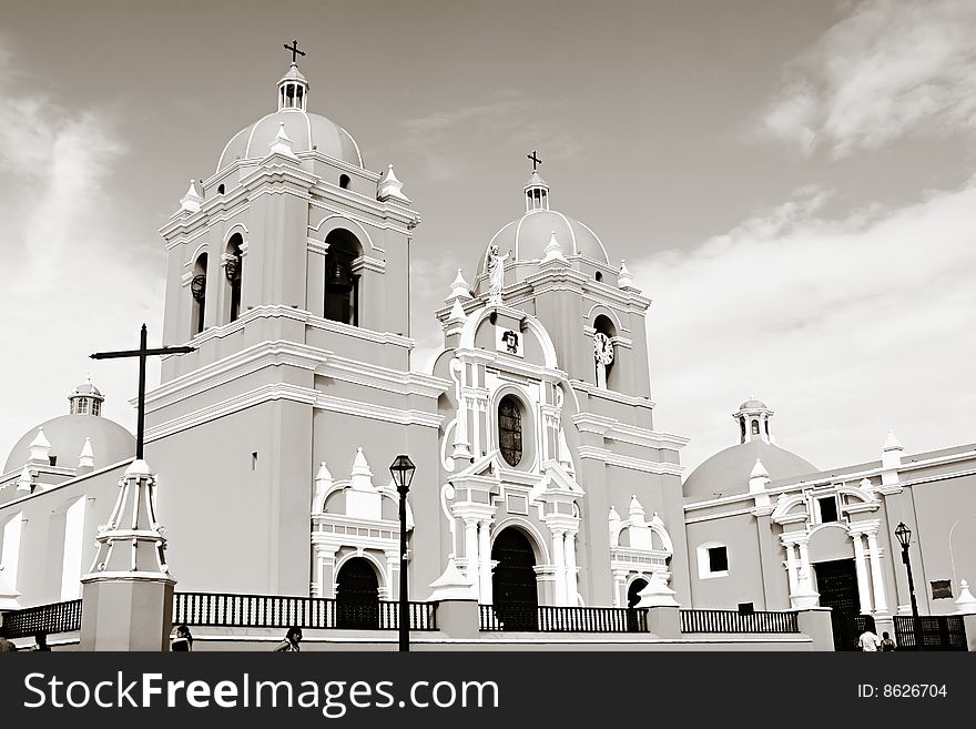 A beautiful spanish colonial church in Trujillo, Peru