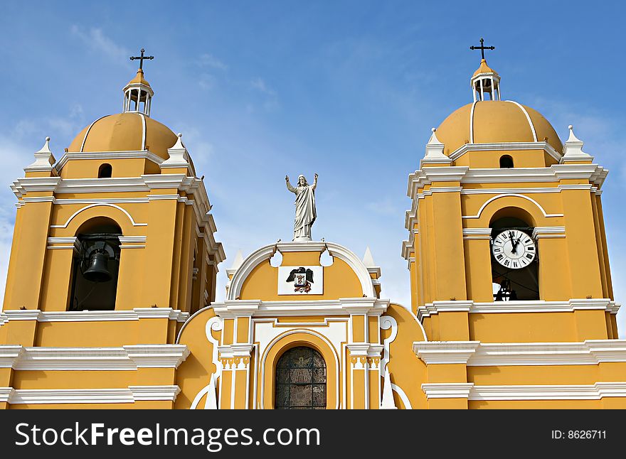 A spanish colonial style church in northern Peru. A spanish colonial style church in northern Peru