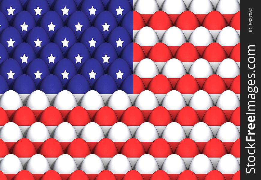 Easter Eggs forming the flag og the United States of America. Easter Eggs forming the flag og the United States of America