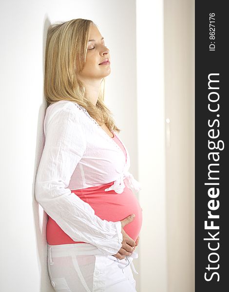 Pregnant woman with a big belly
