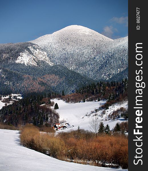 Choc mountain and valley in winter, Slovakia. Choc mountain and valley in winter, Slovakia.