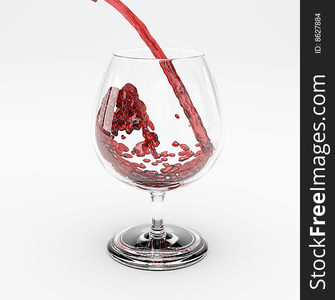 Red wine splashing out of a glass.i