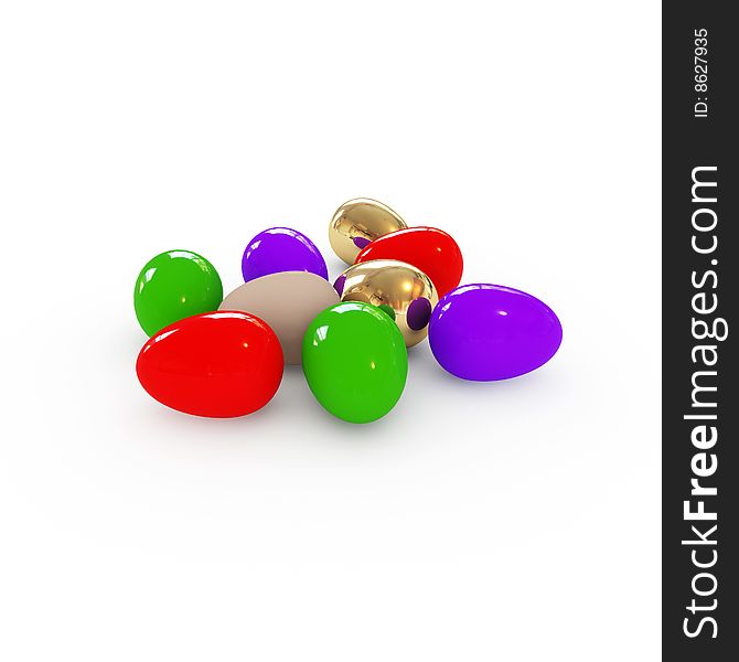 Colorful easter eggs 3d. easter.