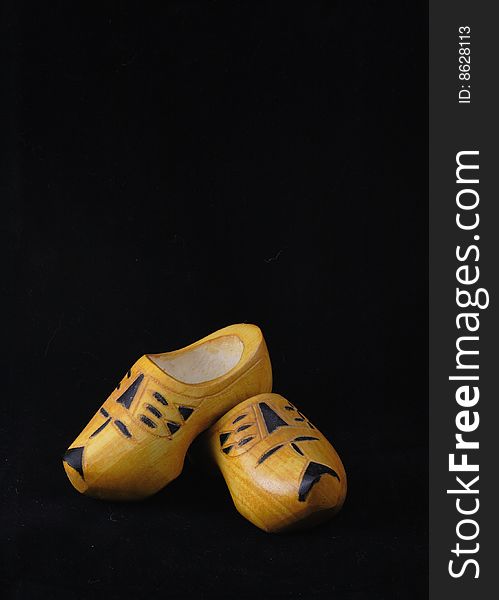 Yellow wooden shoes from the netherlands