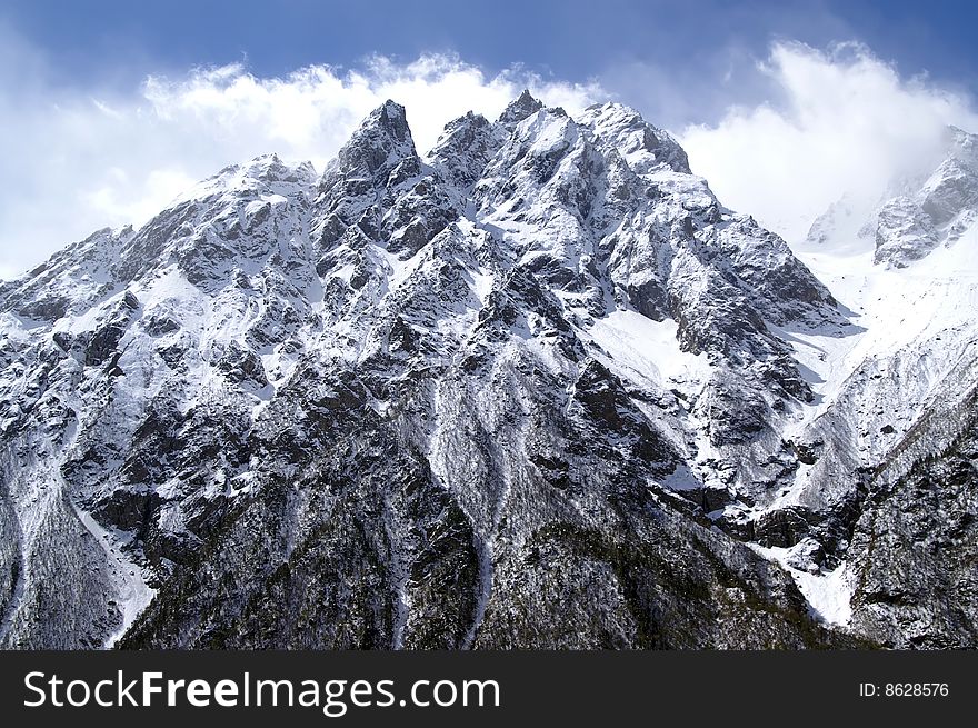 High Mountains. Caucasus mountains. Tsey.