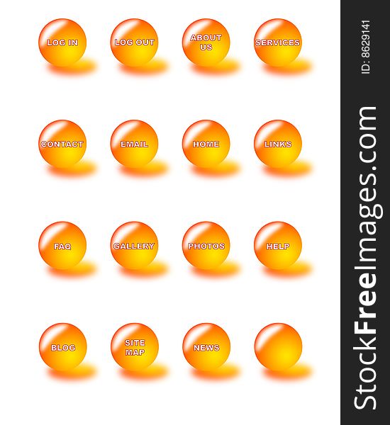 Various web buttons in orange