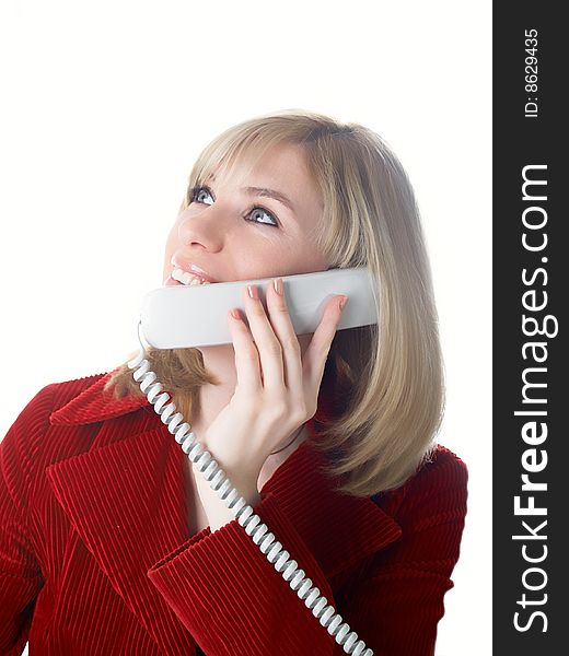 Attractive young woman calling by phone. Attractive young woman calling by phone