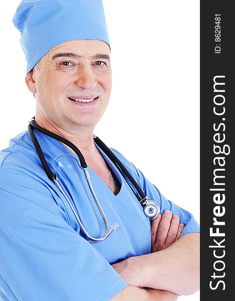 Portrait of the happy cheerful successsful male doctor with stethoscope. Portrait of the happy cheerful successsful male doctor with stethoscope