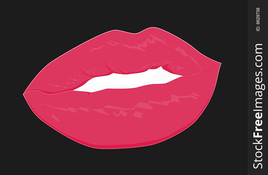 An illustration of sexy lips smiling on a black background
