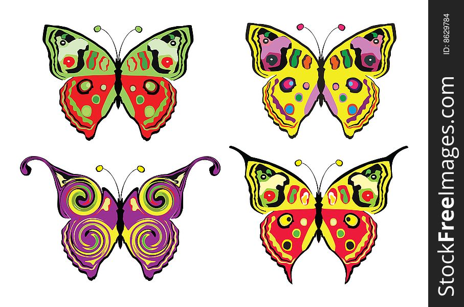 Set of colour butterflys. Vector. Set of colour butterflys. Vector
