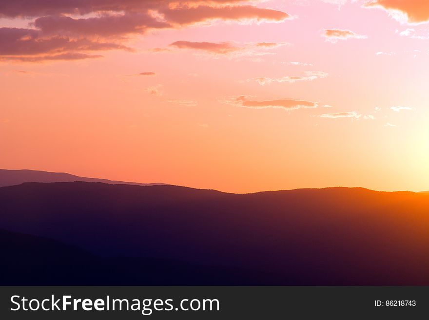 Silhouette of Mountain during Sunrise