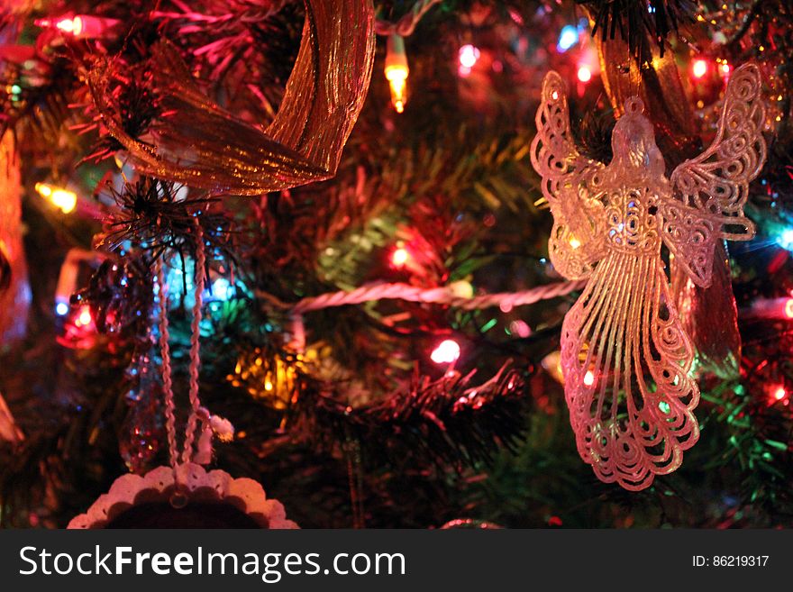 Angel Ornament In A Christmas Tree