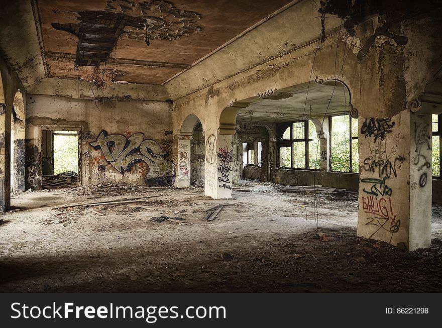 Abandoned Building Full of Graffiti