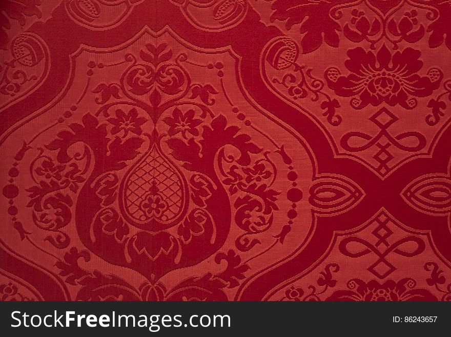 Red Silk Damask Wallcovering