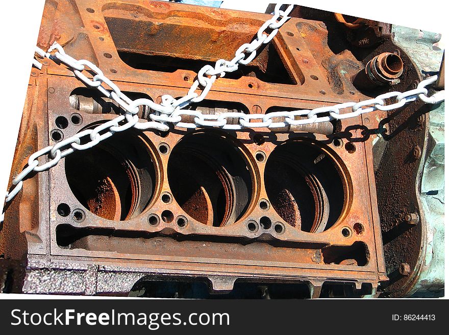 rusted engine block