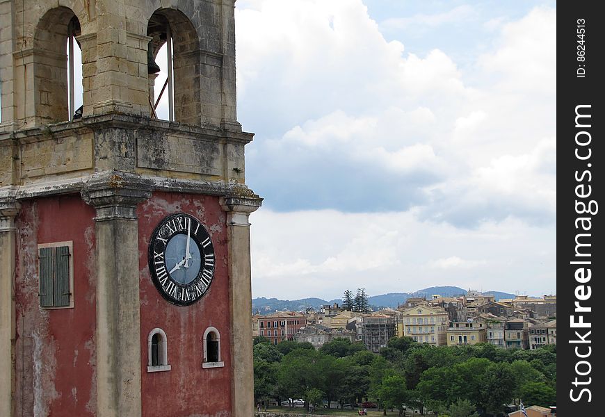 Corfu city -- Old Fortress -- Palaio Frourio Tower Clocks. Corfu city -- Old Fortress -- Palaio Frourio Tower Clocks