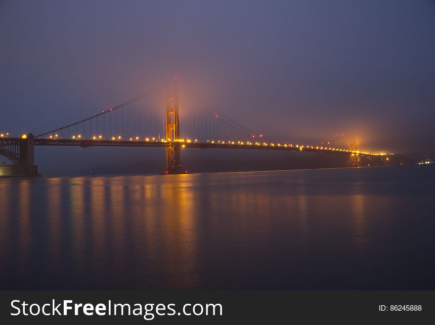 Golden Gate Bridge after the sunset