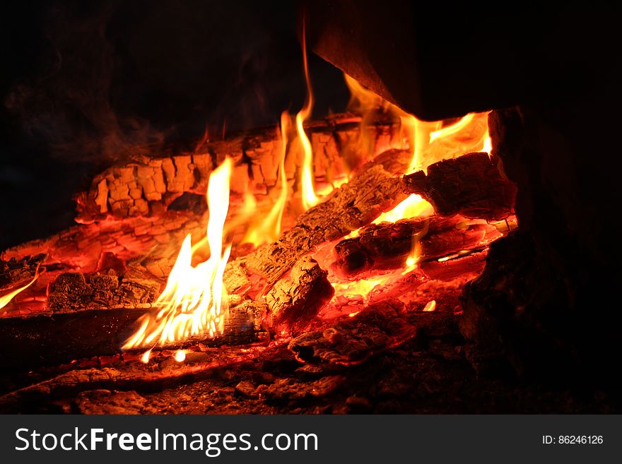 Wood Burning To Embers In Fire
