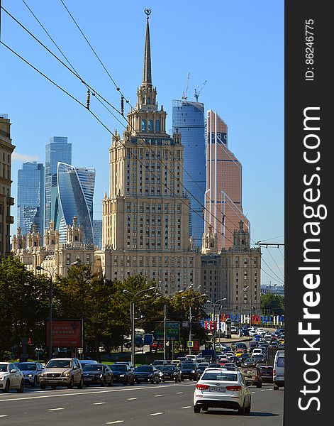 A view of the city of Moscow with the Radisson Royal Hotel and the Moscow International Business Center in the background. A view of the city of Moscow with the Radisson Royal Hotel and the Moscow International Business Center in the background.