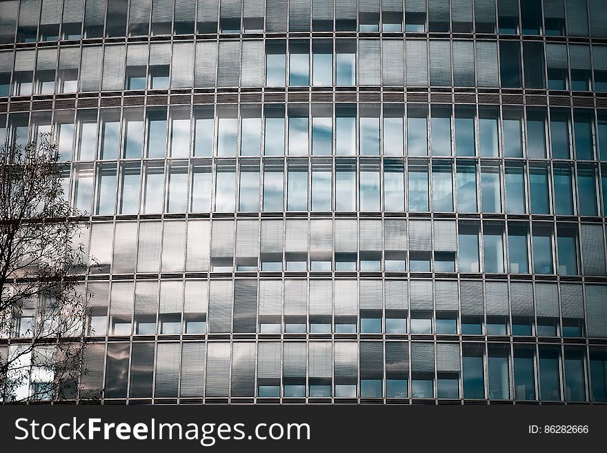 The facade of a modern office building.