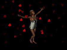 Woman Surrounded By Falling Hearts. Royalty Free Stock Photography Woman Surrounded By Falling Hearts. Royalty Free Stock Photography