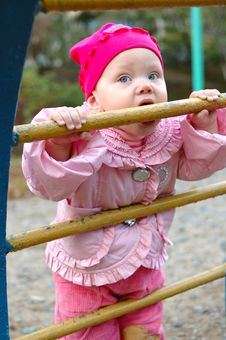 Pretty Little Girl On Child S Playground. Royalty Free Stock Image Pretty Little Girl On Child S Playground. Royalty Free Stock Image