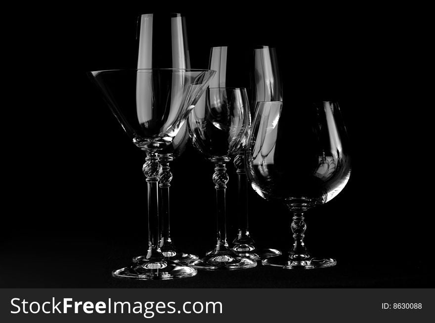 Glasses for wine, martini, vodka etc