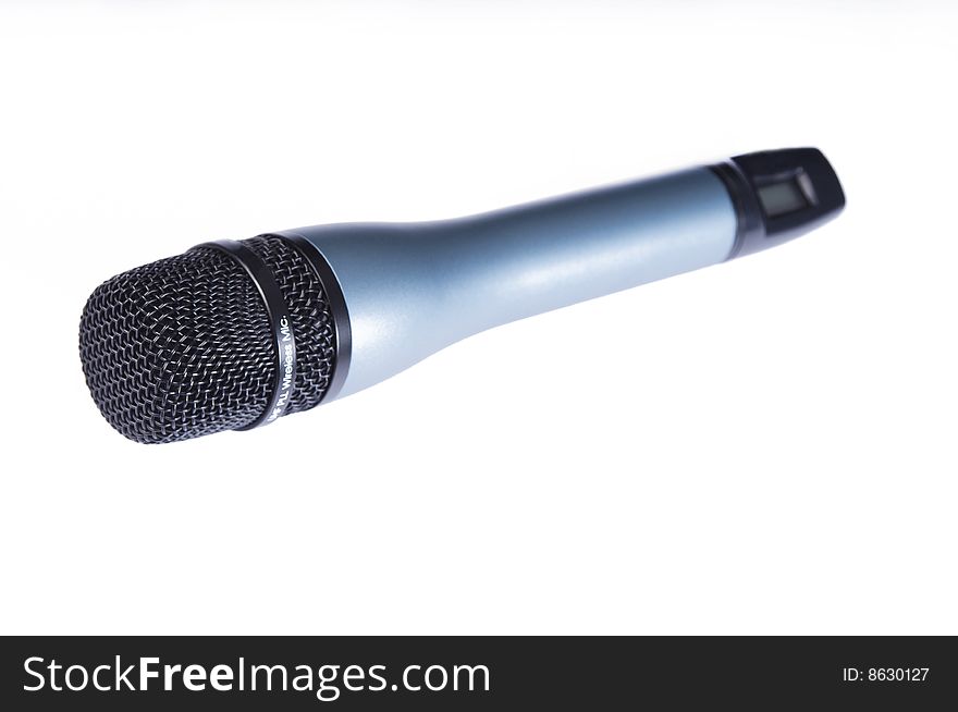 Radio, wireless microphone on a white backgroung