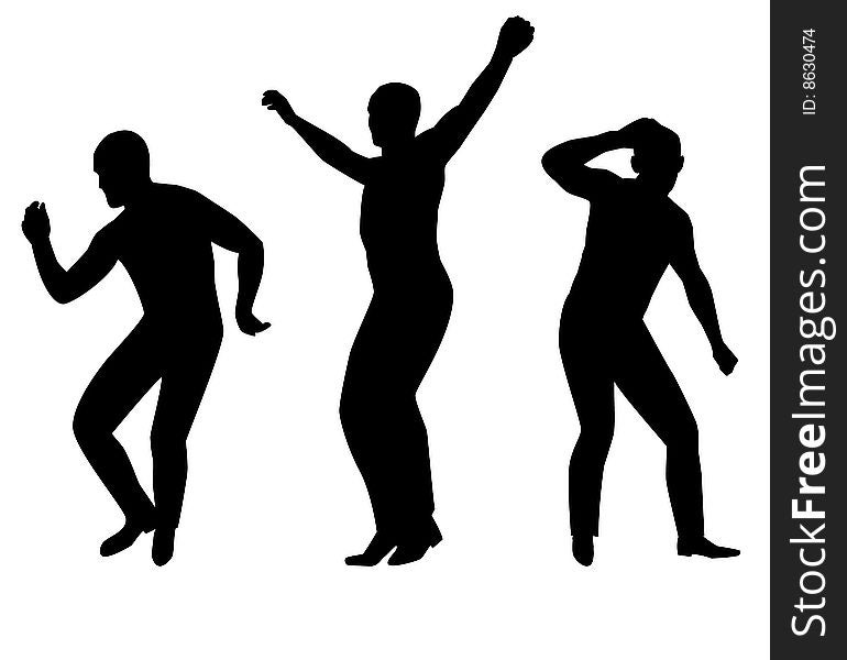 Collection of dancing young men. Vector illustration