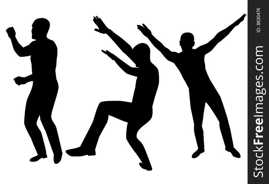 Collection of dancing young men. Vector illustration