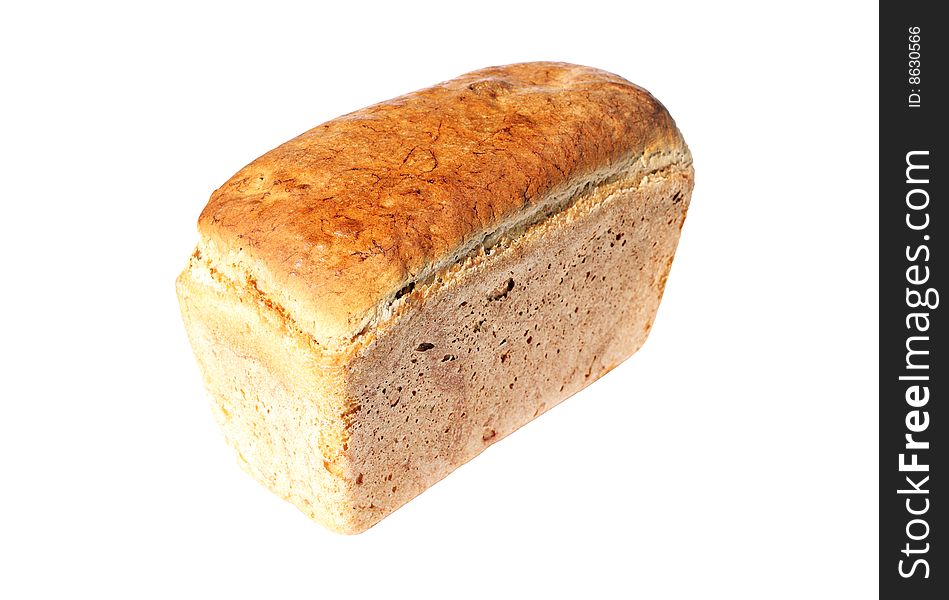 Loaf of fresh bread. A white background. The isolated subject. Canon5D